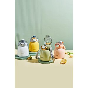 Vagonlife Rovco 1000ml Çelik Termos Çift Kullanım Pipetli/ Rahat Içim Askılı Sticker Hediyeli 6 Saat Sıcak-soğuk Yalıtım Beyaz