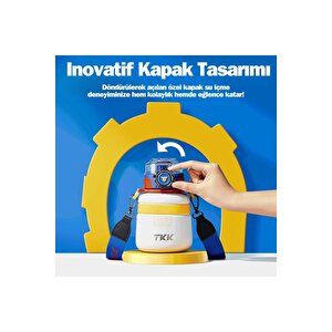Vagonlife Tkk Yeni Koleksiyon 600ml Pipetli/pipetsiz Kullanım Askılı Paslanmaz Çelik Termos Matara Gri-yeşil