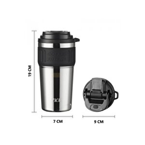 Vagonlife Tkk Yeni Koleksiyon 630ml Pipetli / Pipetsiz Kullanım Askılı Paslanmaz Çelik Termos Kahve Mug Matara Parlak Çelik