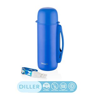 Diller Yeni Koleksiyon 1260ml Kulplu Fincan-kapaklı Askılı Paslanmaz Çelik Termos Kamp Matarası Lacivert