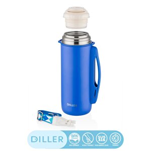 Diller Yeni Koleksiyon 1260ml Kulplu Fincan-kapaklı Askılı Paslanmaz Çelik Termos Kamp Matarası Lacivert