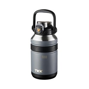 Tkk Yeni Koleksiyon Büyük Boy 1000ml Pipetli/pipetsiz Kullanım Askılı Paslanmaz Çelik Termos Matara Siyah