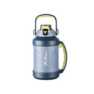 Tkk Yeni Koleksiyon Mega Boy 1650ml Pipetli/pipetsiz Kullanım Askılı Paslanmaz Çelik Termos Matara Mavi