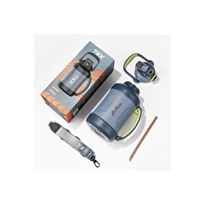 Tkk Yeni Koleksiyon Mega Boy 1650ml Pipetli/pipetsiz Kullanım Askılı Paslanmaz Çelik Termos Matara Mavi