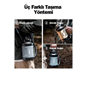 Vagonlife Tkk Yeni Koleksiyon Mega Boy 1650ml Pipetli/pipetsiz Kullanım Askılı Paslanmaz Çelik Termos Matara Mavi
