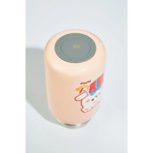 Vagonlife Rovco 400ml Silikon Pipetli Sevimli Ayıcıklı Boyun Askılı Bebek Kulplu Paslanmaz Çelik Termos Turuncu