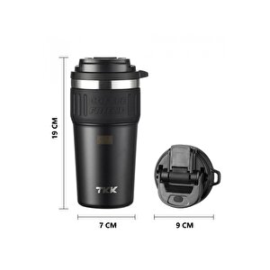 Vagonlife Tkk Yeni Koleksiyon 630ml Pipetli / Pipetsiz Kullanım Askılı Paslanmaz Çelik Termos Kahve Mug Matara Mat Siyah
