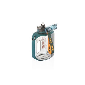 Tkk 1600ml Pipetli/pipetsiz Kullanıma Uygun Askılı Sport Matara Yeşil