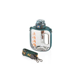 Tkk 1600ml Pipetli/pipetsiz Kullanıma Uygun Askılı Sport Matara Yeşil