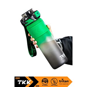Tkk 800ml Yeni Koleksiyon Pipetli/pipetsiz Kullanım Çift Renk El Askılı Soft-touch Tritan Su Matara Yeşil-siyah