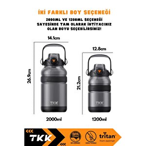 Vagonlife Tkk 1200ml Büyük Boy Yeni Koleksiyon Pipetli/pipetsiz Kullanım Boyun Askılı Kulplu Tritan Su Matara Yeşil