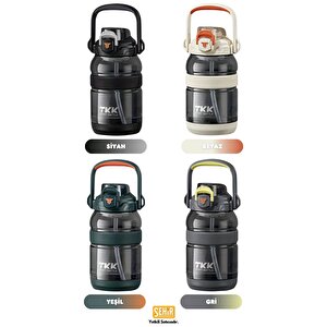 Vagonlife Tkk 1200ml Büyük Boy Yeni Koleksiyon Pipetli/pipetsiz Kullanım Boyun Askılı Kulplu Tritan Su Matara Beyaz