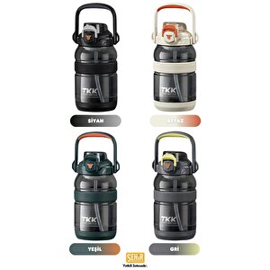 Vagonlife Tkk 1200ml Büyük Boy Yeni Koleksiyon Pipetli/pipetsiz Kullanım Boyun Askılı Kulplu Tritan Su Matara Beyaz