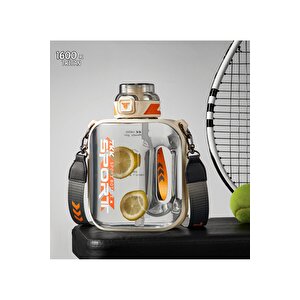 Tkk 1600ml Pipetli/pipetsiz Kullanıma Uygun Askılı Sport Matara Beyaz