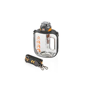 Tkk 1600ml Pipetli/pipetsiz Kullanıma Uygun Askılı Sport Matara Siyah