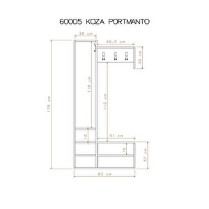 Lagomood Koza Portmanto Beyaz Meşe