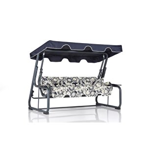 Rubus 4 Kişilik Bahçe Balkon Teras Salıncağı - Dünya&saat Desen Tente: Lacivert