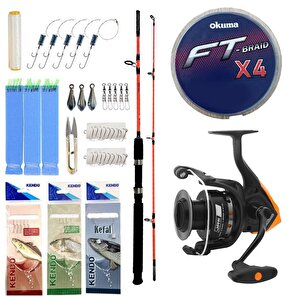 Yek Outdoor Tekne Olta Seti Kendo Holiday Boat 1.80m 100-250gr 2 Parça Olta Kamışı&okuma Jaw-65 3+1bb Olta Makinesi