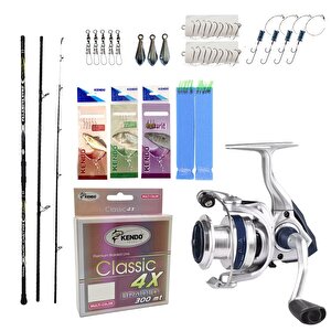 Yek Outdoor Hazır Olta Seti Kendo Palamita Surf 420cm 250gr 3 Parça Olta Kamışı&okuma Aria-8000a Olta Makinesi