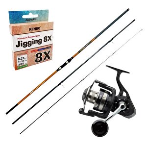 Yekoutdoor Profesyonel Surf Olta Seti Okuma Salina Surf 14' 420 Cm 3 Parça Surf Kamışı&savage Gear Sgs8 8000 Fd 8+1bb Olta Makines