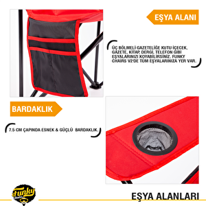 Funky Chairs V2 Kırmızı Lüks Kamp Sandalyesi