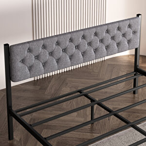 Karyola, Stil Metal Karyola, 160x200 Cm, Kapitone İşlemeli Karyola