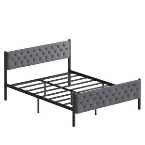 Karyola, Stil Metal Karyola, 160x200 Cm, Kapitone İşlemeli Karyola