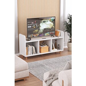 Saka 1 Dekoratif Çok Amaçlı Orta Sehpa Tv Sehpası 3 Bölmeli Konsol Kitaplık