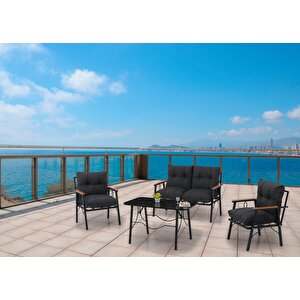 Zi̇gonzi̇ 2+1+1+masali  Balkon Takimi Antrasit - Siyah