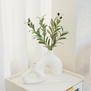 Yapay Zeytin Dalı Dekoratif 95 Cm 6 Zeytinli