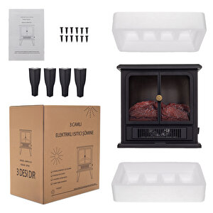 Elektri̇kli̇ Şömi̇ne 1500 W 2 Kademeli̇ Elektri̇kli̇ Soba Ledli̇ Ateş Efektli̇ Şömi̇ne Bacasiz Şömi̇ne