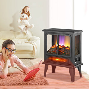 Elektri̇kli̇ Şömi̇ne 1500 W 2 Kademeli̇ Elektri̇kli̇ Soba Ledli̇ Ateş Efektli̇ Şömi̇ne Bacasiz Şömi̇ne