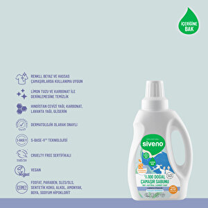 Siveno %100 Doğal Çamaşır Sabunu %100 Bitkisel Deterjan Yumuşatıcı Gerektirmez Konsantre Vegan 750 Ml