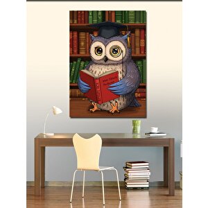Kanvas Tablo Kitap Okuyan Mezun Baykuş 50x70 cm