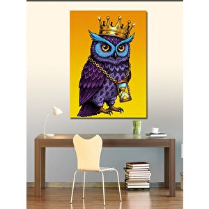 Kanvas Tablo Taçlı Baykuş Ve Kum Saati 50x70 cm