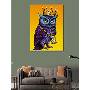 Kanvas Tablo Taçlı Baykuş Ve Kum Saati 70x100 cm