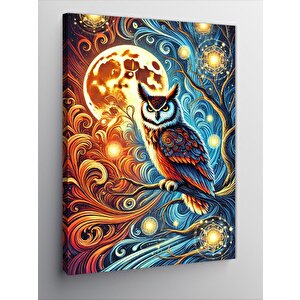 Kanvas Tablo Renkli Soyut Baykuş Tasarımı 50x70 cm