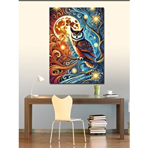 Kanvas Tablo Renkli Soyut Baykuş Tasarımı 50x70 cm