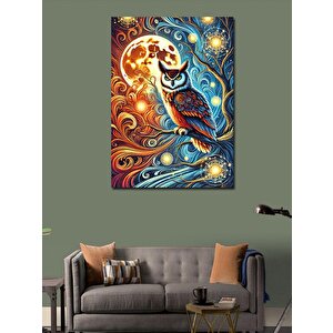 Kanvas Tablo Renkli Soyut Baykuş Tasarımı 50x70 cm