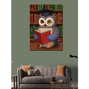 Kanvas Tablo Kitap Okuyan Mezun Baykuş 70x100 cm