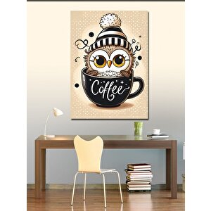 Kanvas Tablo Kahve Fincanında Baykuş 70x100 cm