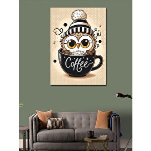 Kanvas Tablo Kahve Fincanında Baykuş 70x100 cm