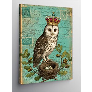 Kanvas Tablo Taçlı Baykuş 70x100 cm