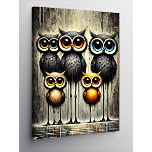 Kanvas Tablo Sevimli Baykuşlar Topluluğu 70x100 cm