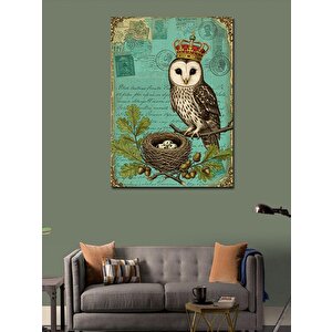 Kanvas Tablo Taçlı Baykuş Ve Yuvası 50x70 cm