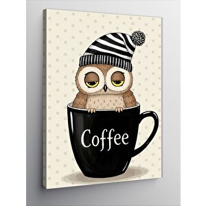 Kanvas Tablo Kahve Fincanındaki Baykuş 50x70 cm