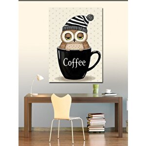 Kanvas Tablo Kahve Fincanındaki Baykuş 50x70 cm