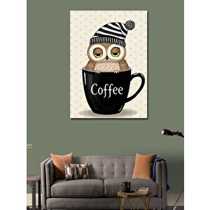 Kanvas Tablo Kahve Fincanındaki Baykuş 50x70 cm