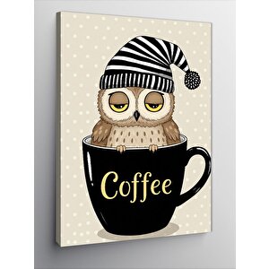 Kanvas Tablo Kahve Fincanı Ve Baykuş 50x70 cm