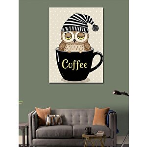 Kanvas Tablo Kahve Fincanı Ve Baykuş 50x70 cm